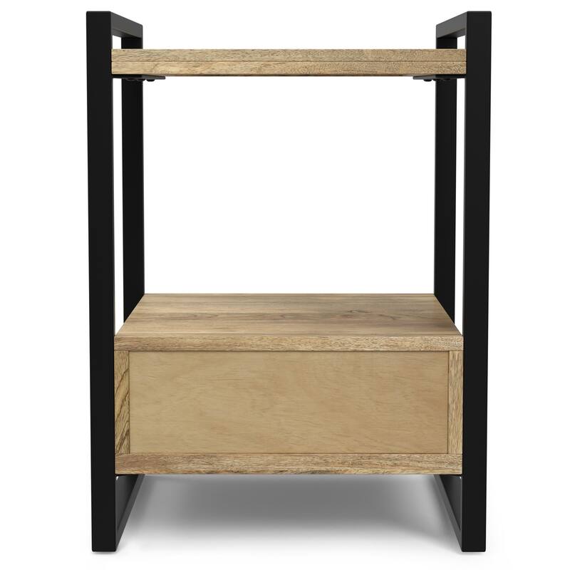 WYNDENHALL Lawson SOLID MANGO WOOD 22 inch Wide Square Modern Industrial Bedside Table in Natural
