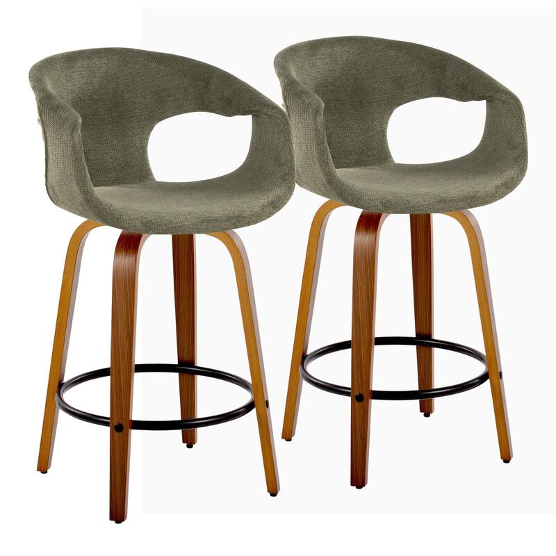 Carson Carrington Saurya 26" Fixed-Height Counter Stool with Bent Wood Legs & Round Footrest (Set of 2)