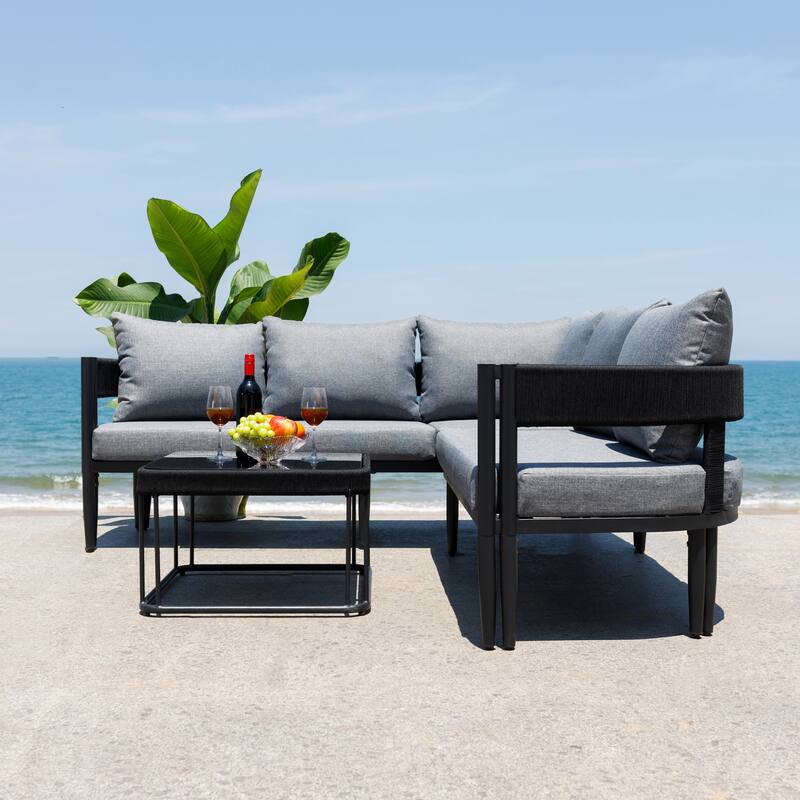 SAFAVIEH Outdoor Living Viola Corner Set. - 78"W x 28"D x 26"H