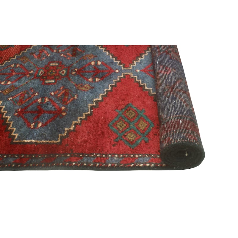 Noori Rug Fine Vintage Distressed Carver Red/Blue Runner - 2'7" x 8'10"