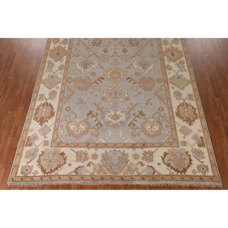 Gray Oushak Indian Area Rug Handmade Wool Carpet - 9'0"x 11'7"