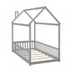preview thumbnail 8 of 25, Twin House Bed with Guardrails, Montessori Floor Bed Frame with Roof for Kids, Wooden House-shaped Kids Bed Frame for Boys Girls