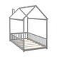 preview thumbnail 17 of 25, Twin Size Wooden House Platform Bed with Full-Length Guardrails and Slatted Frame, Creativity House Bed