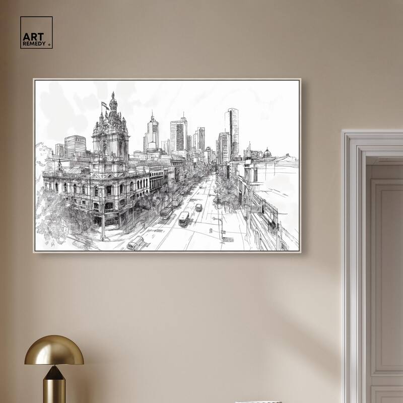 Collins Street Sketch Canvas by Art Remedy