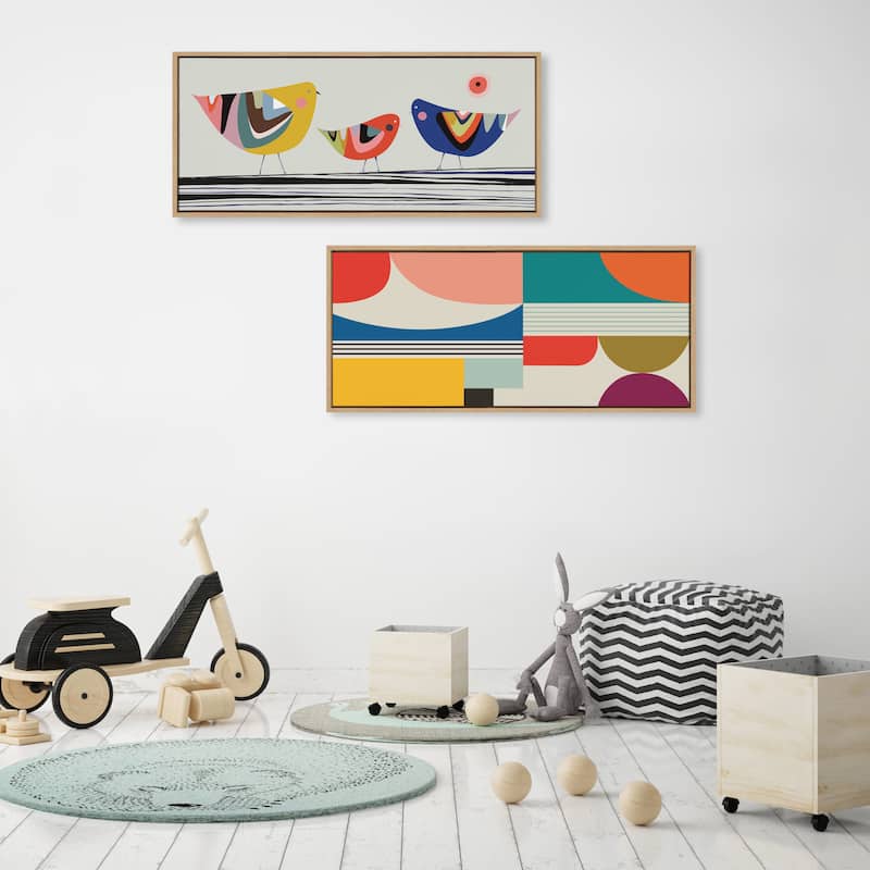 Kate and Laurel Sylvie Family Tree 3 Birds Framed Canvas by Rachel Lee