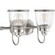 preview thumbnail 5 of 6, Saluda Collection 2-Light Brushed Nickel Clear Glass Coastal Bath Vanity Light