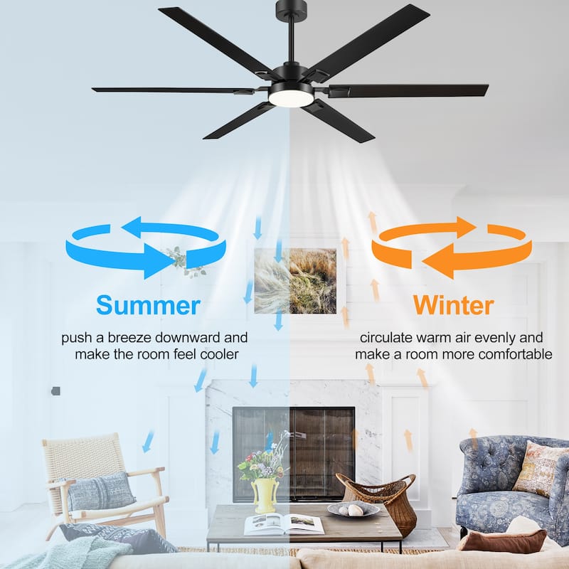 72 Inch Large LED Ceiling Fan with Light Kit and Remote Control