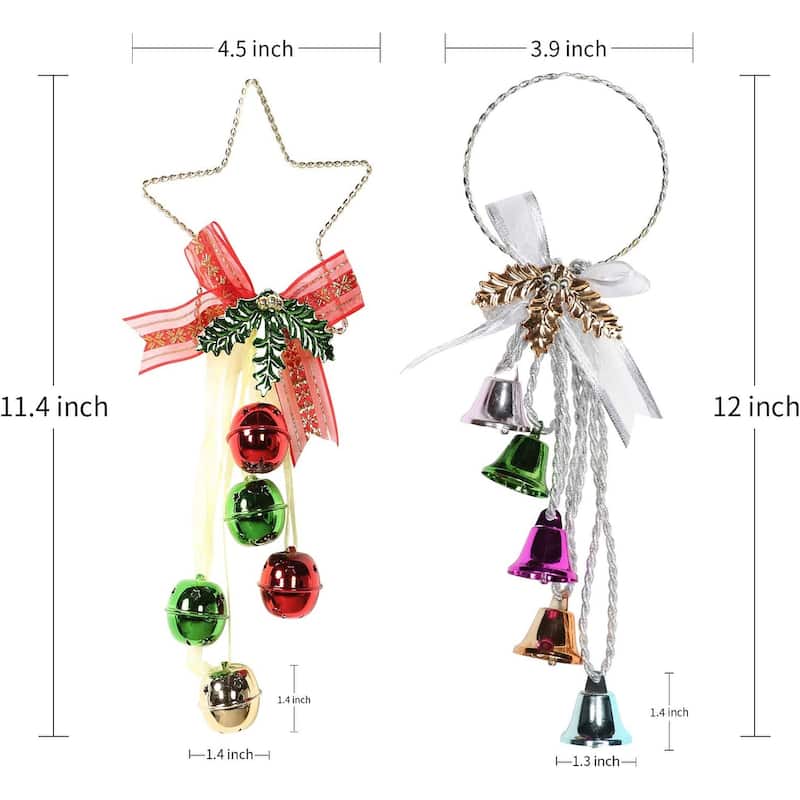 2 Pcs Christmas Bells Xmas Tree Ornament Christmas Jingle Bell Hanging Pendant Door Knob Hangers Ornaments