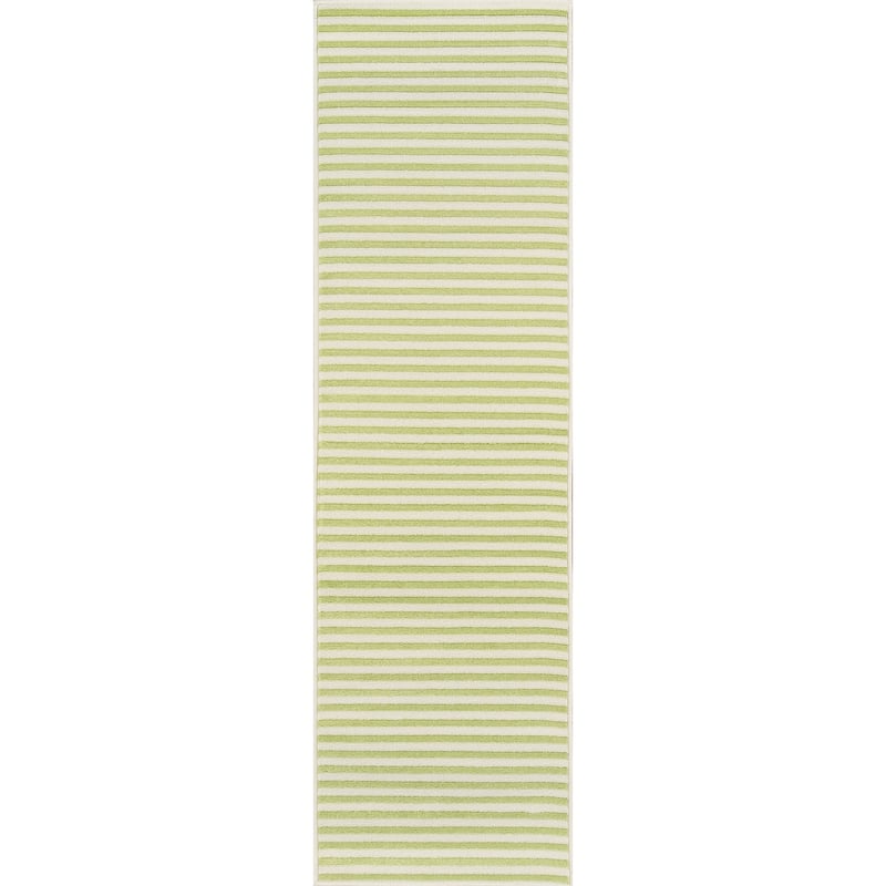 Momeni Baja Stripe Indoor Outdoor Rug - 2'3" x 7'6" Runner - Green