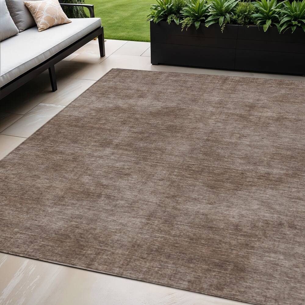 HomeRoots Solid Color Transitional Rectangle Outdoor Rug