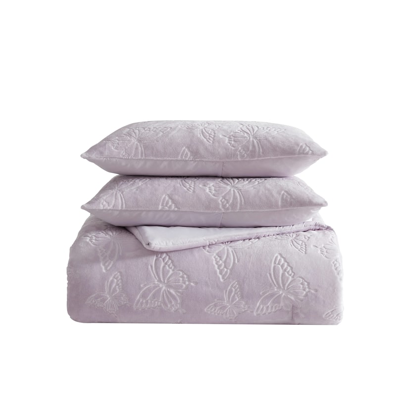 Betsey Johnson Butterfly Embossed Purple Comforter Set