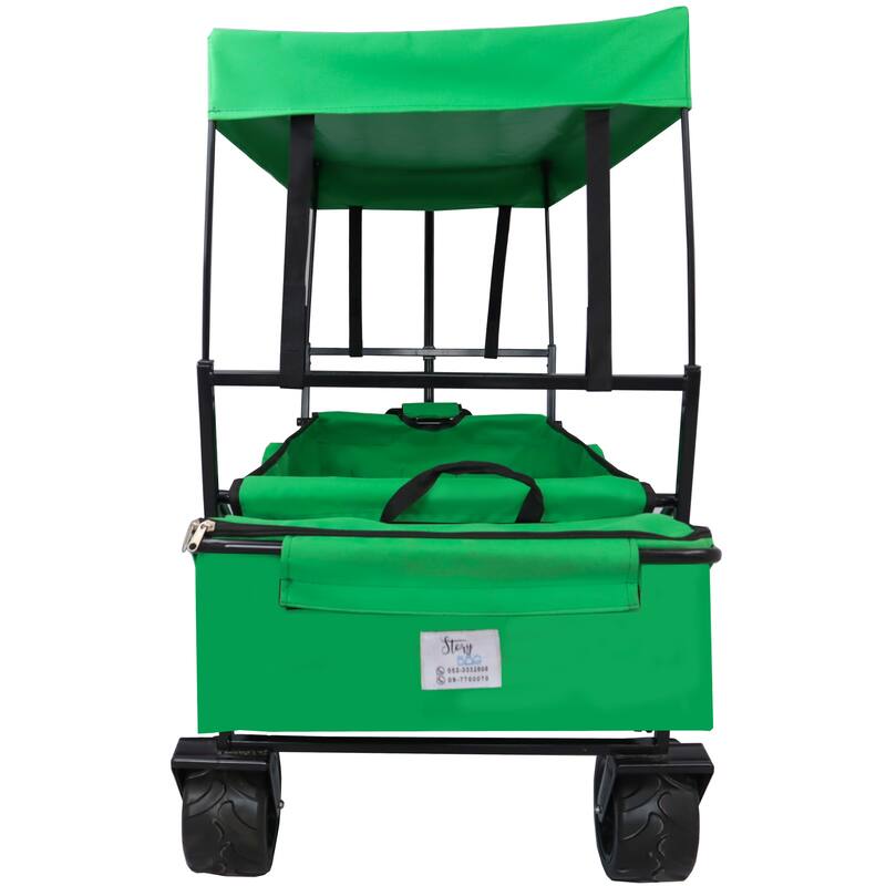 Outdoor Camping Kids Foldable Wagon,Portable Beach Trolley Cart with Removable Canopy