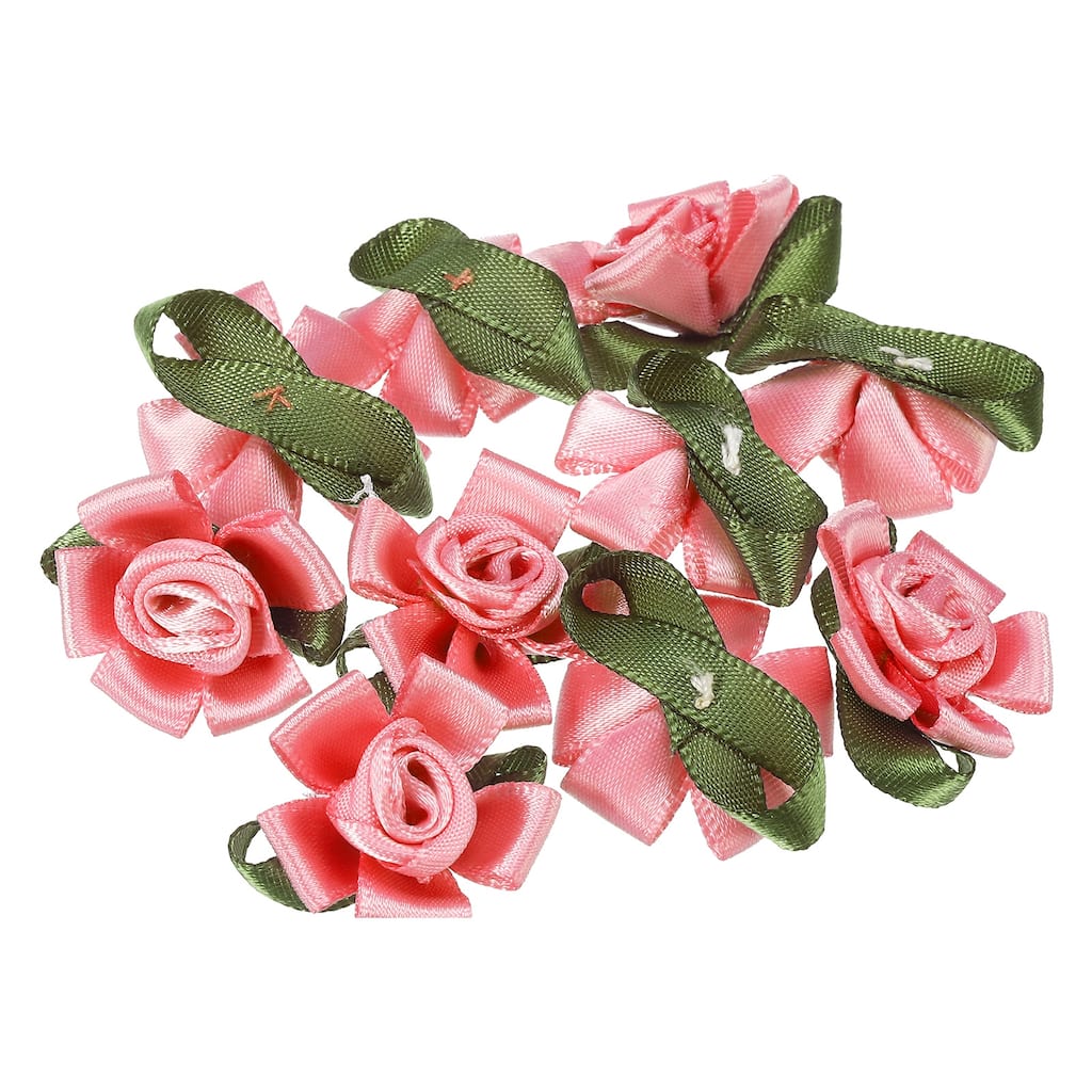 20Pcs Mini Satin Ribbon Roses Small Rosettes Fabric Flowers