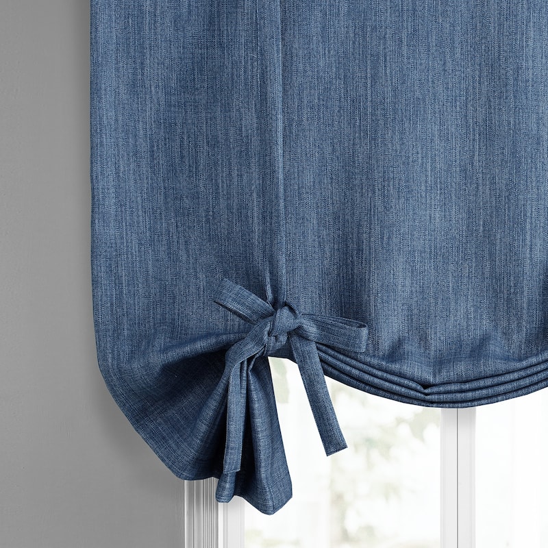 Exclusive Fabrics Faux Linen Room Darkening Tie-Up Window Shade (1 Panel)
