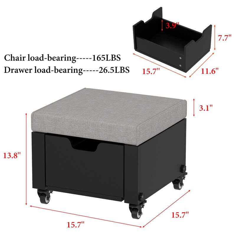Garage Tool Stool on Wheels,Toolbox stool,Height-Adjustable,Detachable Seat,Storage Drawer