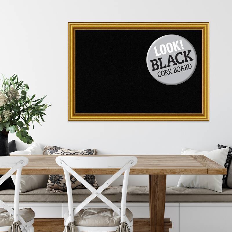 Framed Black Cork Board, Townhouse Gold
