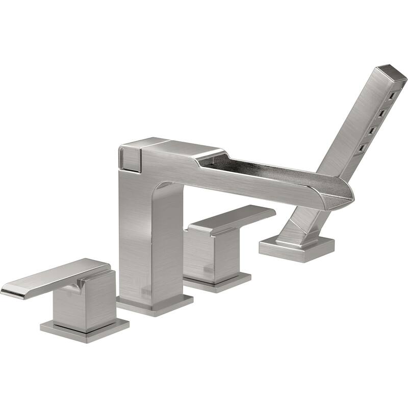 Delta Ara Waterfall Deck Mounted Roman Tub Filler Trim with Metal