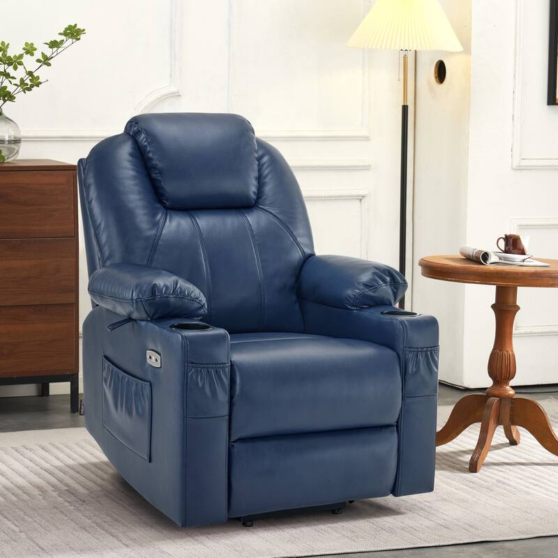MCombo Small Power Lift Recliner Chair with Massage and Heat for Elderly, 3 Positions and USB Ports Faux leather 7141