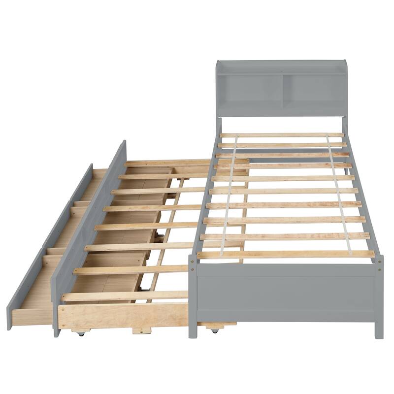 Twin Bed with Twin Trundle,Drawers