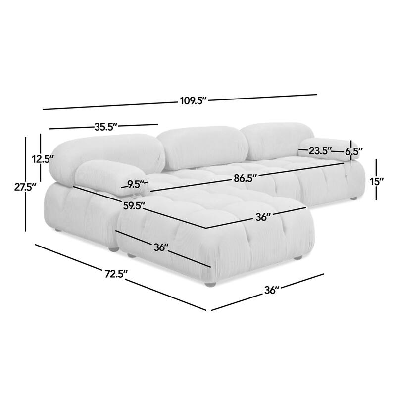 Marcel 109.5" Bubble Modular Modern Reversible Sectional