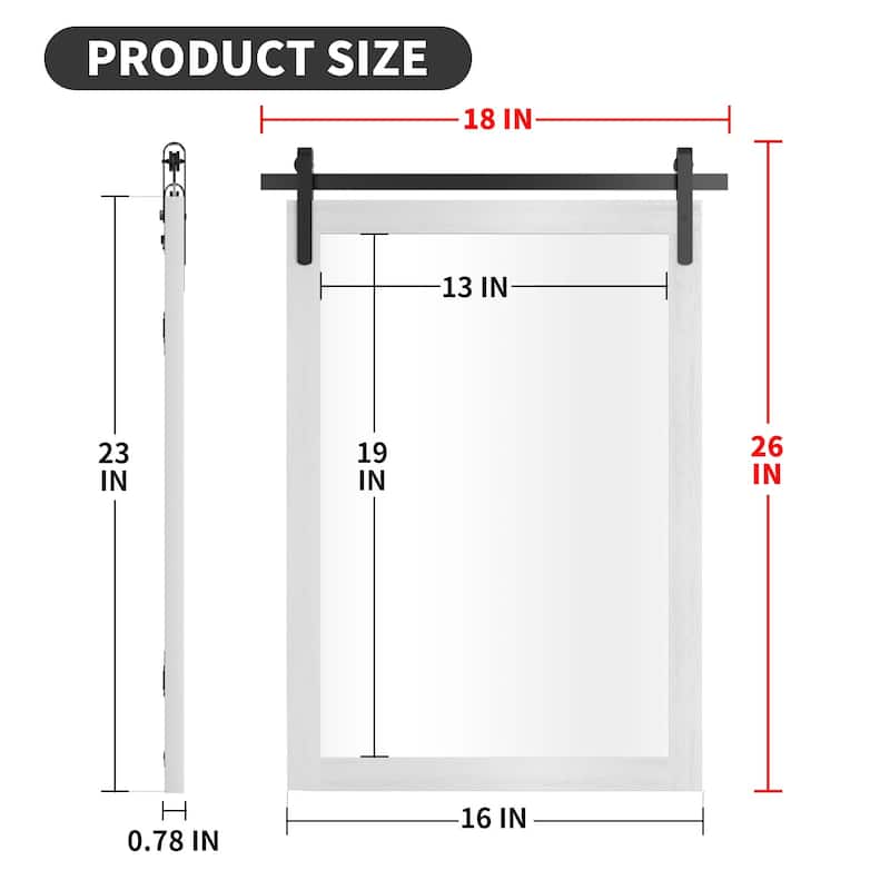 Farmhouse Barn Door Solid Wood Frame Bathroom Vanity Wall Mirror