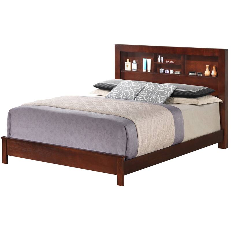 Beachy Beauty Platform Bed with Storage - Full Size, 58"x81"x48" - Wood Veneer & Slats - Requires Box Spring
