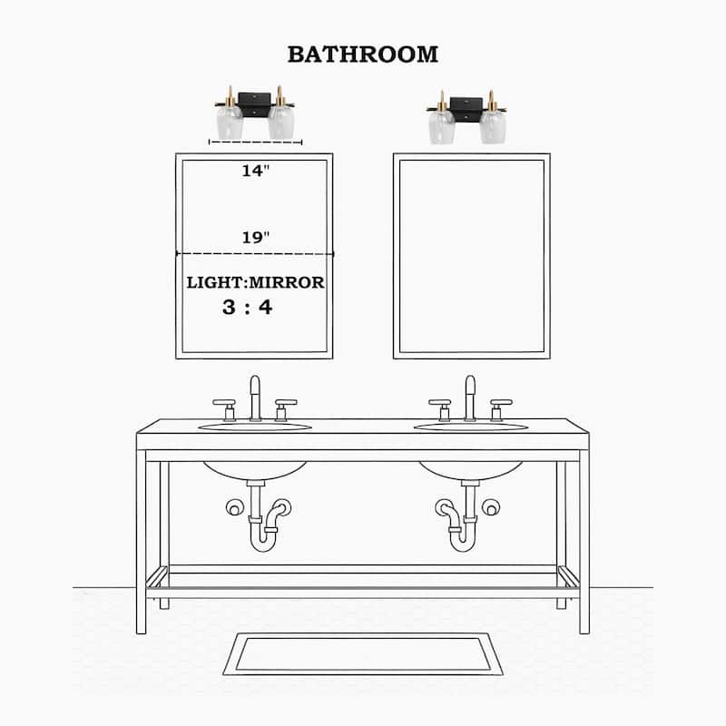 Modern 1/2/3/4-Light Bathroom Vanity Light Black Gold Wine Glass Wall Sconces
