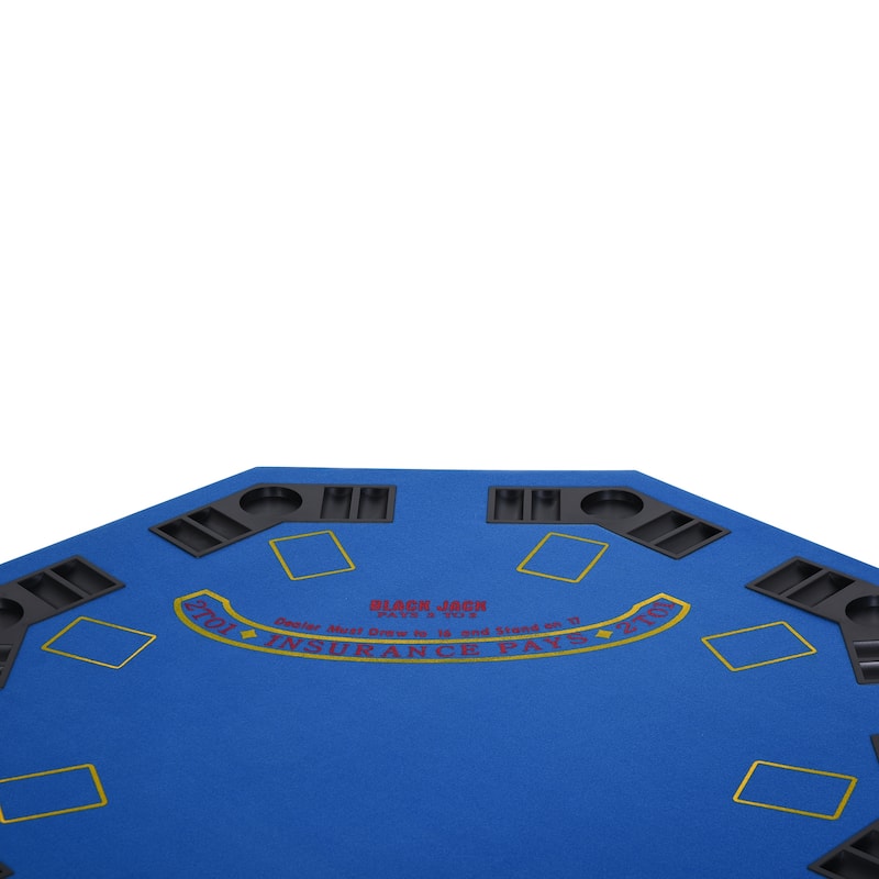 Soozier 47" 8 Player Folding Octagon Poker Table Blackjack Poker Game with Cup Holders