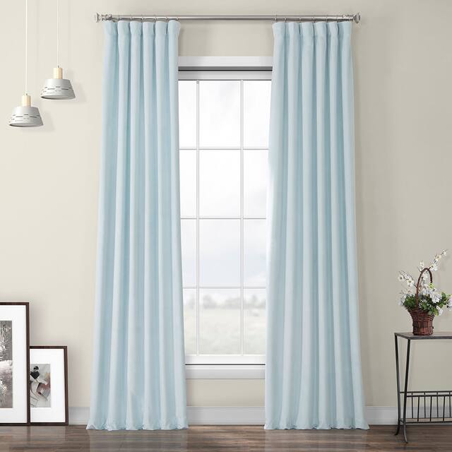 Porch & Den Riedweg Plush Velvet Curtain - 50 X 96 - Aquarius Blue