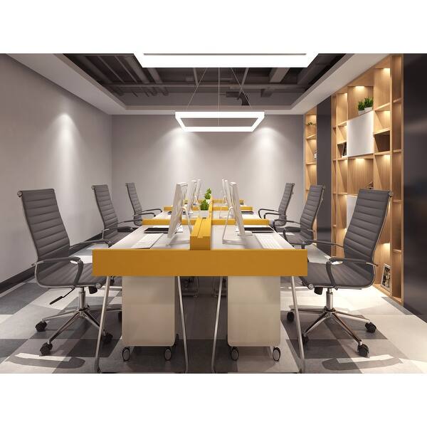 2xhome Gray Executive Ergonomic High Back Modern Office Chair Ribbed Pu Leather Swivel For Manager Conference Computer Overstock 27989506