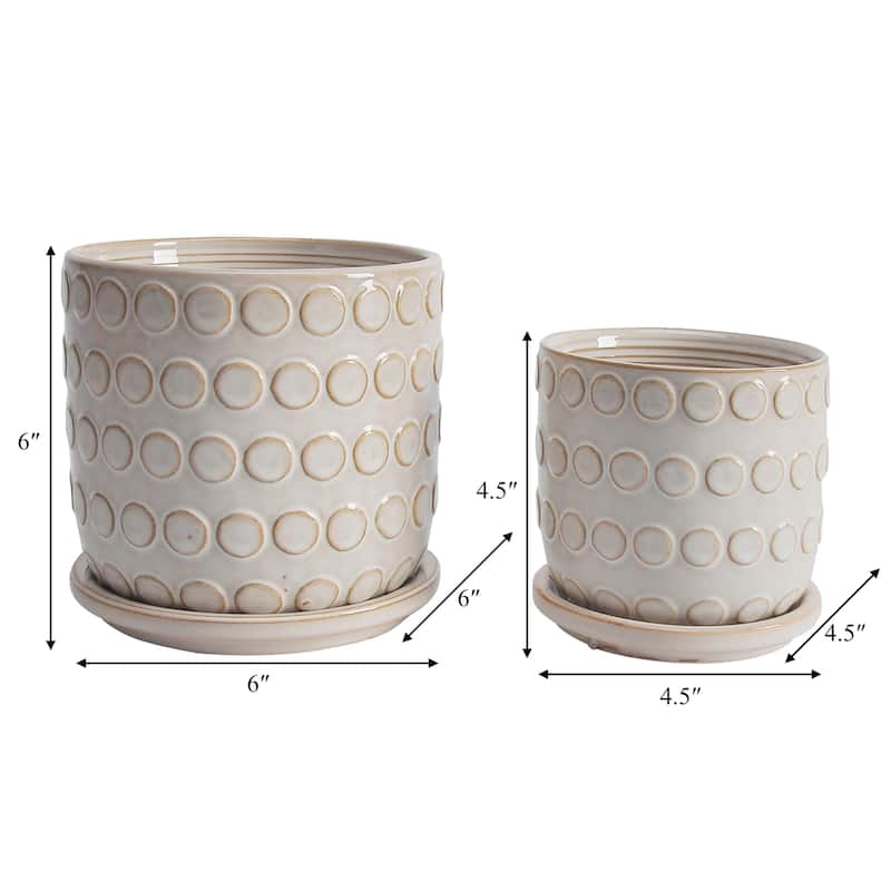Sagebrook Home Ceramic Planter with Saucer