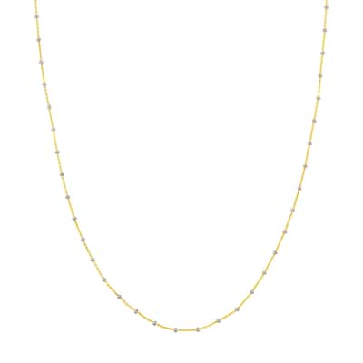 Curata 14k Two-tone Gold Beaded Cable Chain Necklace (Spring Ring)