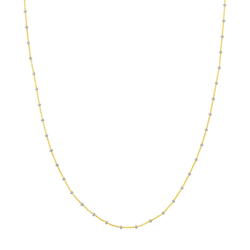 Curata 14k Two-tone Gold Beaded Cable Chain Necklace (Spring Ring)