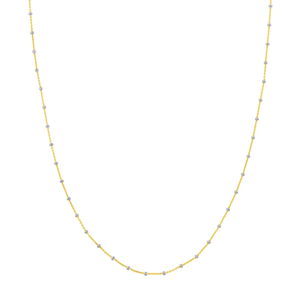 Curata 14k Two-tone Gold Beaded Cable Chain Necklace