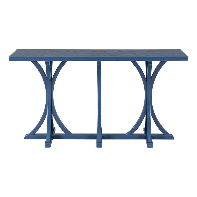 Wooden Console Table, Farmhouse Entryway Table with Oak Veneer Top and Rubberwood Curved Legs