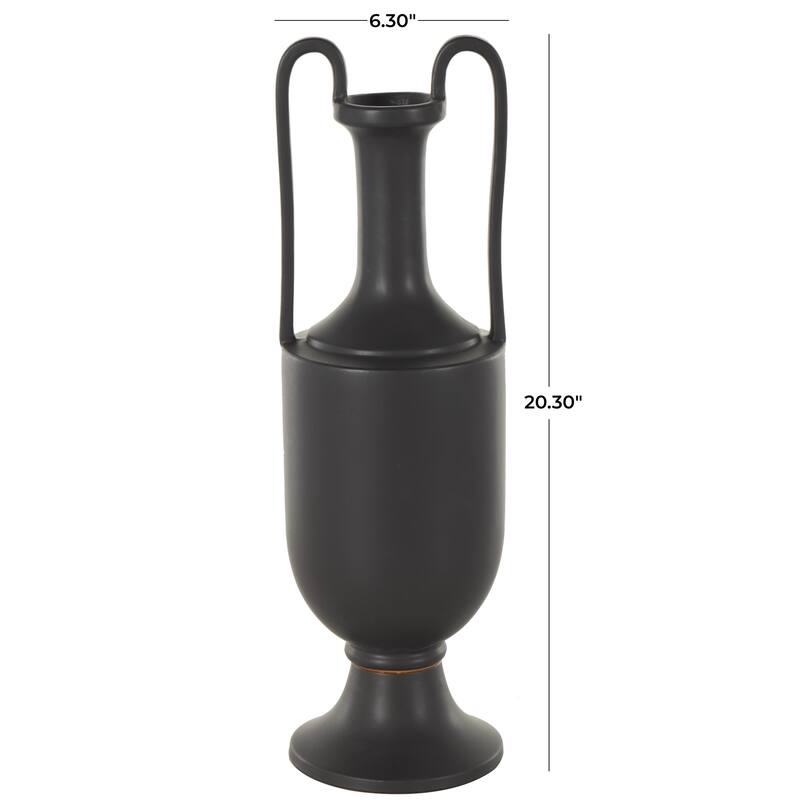Ceramic Fluted Urn Shaped Vase with Arch Handles - Black or White - Roche River Decor