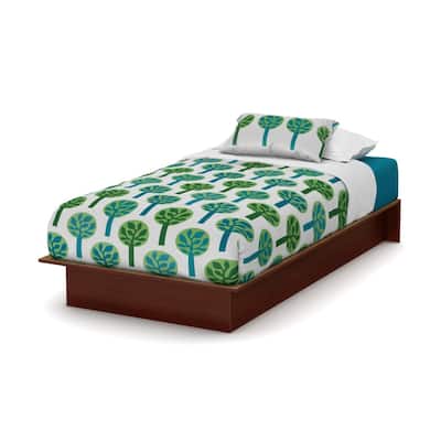 Royal Cherry Twin Platform Bed Frame with Rounded Corners and Modern Design