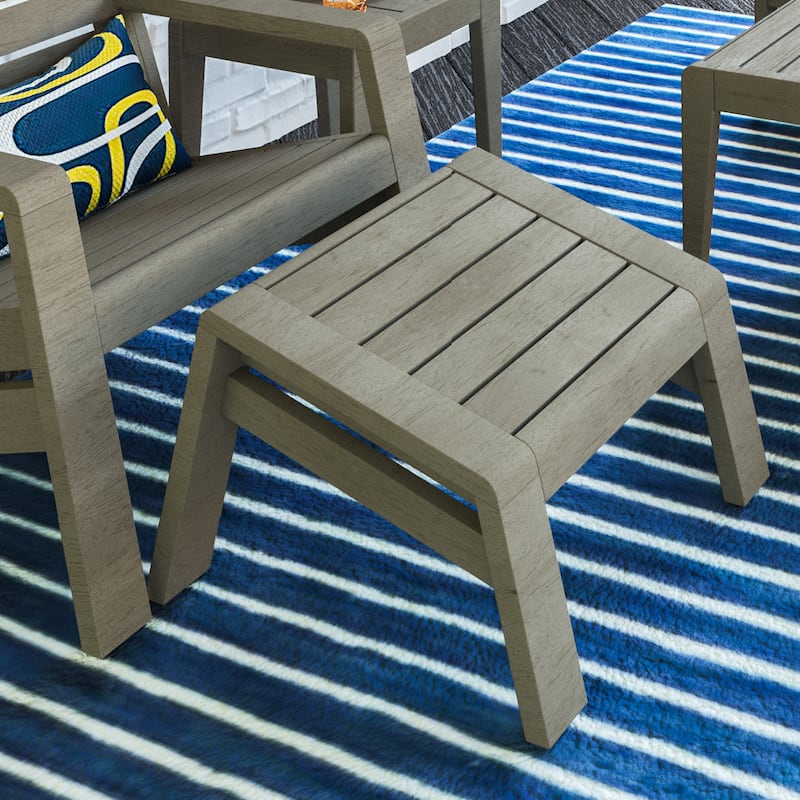 Homestyles Sustain Outdoor Lounge Chair with Ottoman made with Gray Acacia wood