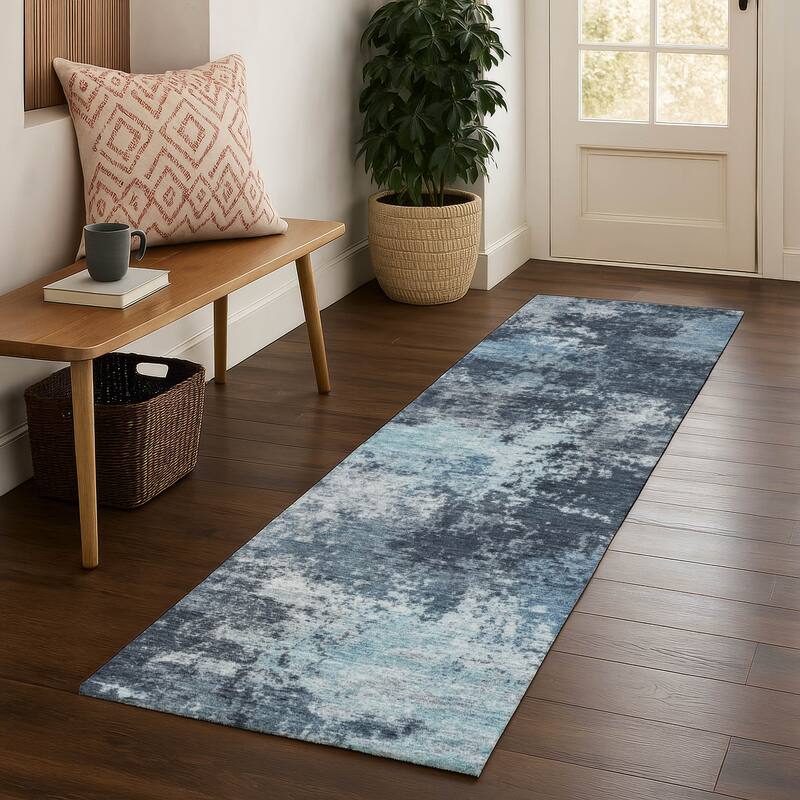 Premium Washable Super Soft Abstract Casual Mayfield Rug - Blue - 2'3" x 7'6"