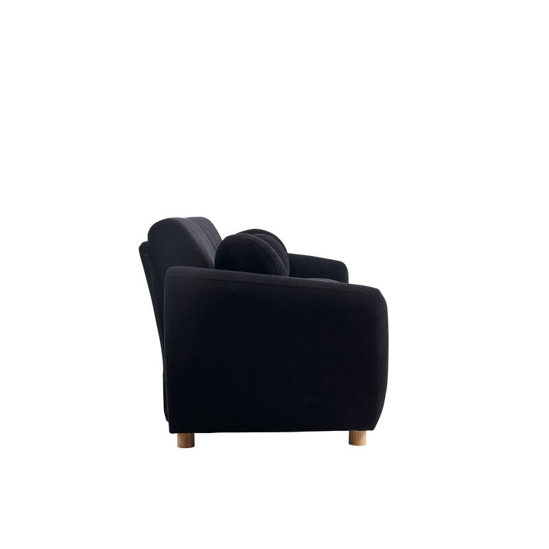 Modern Tufted Chenille Loveseat, Futon Sectional Love Seat Couch, Upholstered Sofa with 2 Pillows & 3 Lumbar Pillows