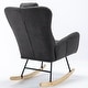 preview thumbnail 15 of 48, Modern Living Room Teddy Fabric Rocking Chair with Pocket and Headrest, Dark Green