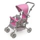 preview thumbnail 1 of 6, Badger Basket Cruise Folding Inline Double Doll Stroller - Gray/Pink
