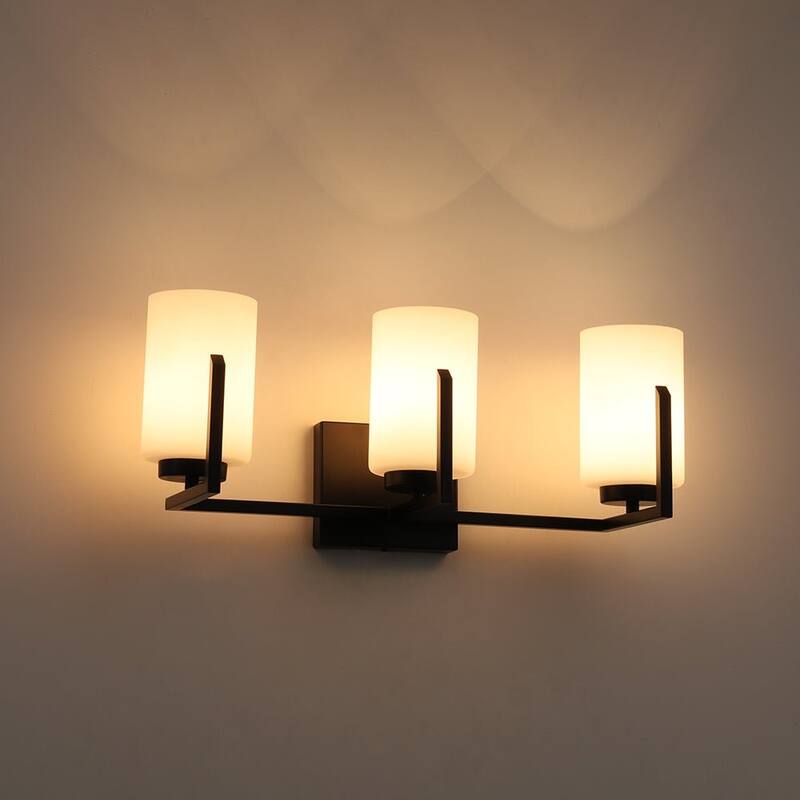 Mid-Century 3-Light Cylinder Opal Glass Wall Sconce Vanity Light