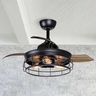 Industrial 36-inch Black 3-blade Ceiling Fan with Remote - 36-in