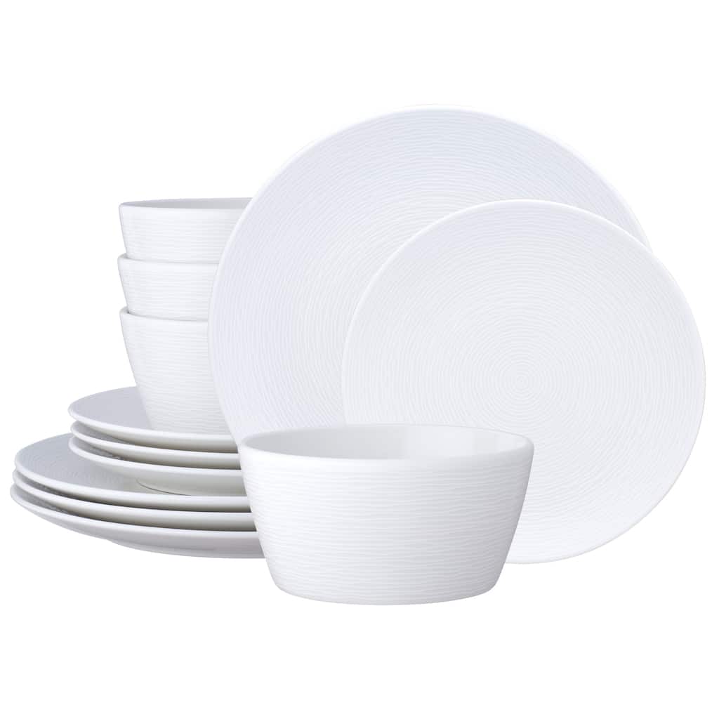 Noritake Colorscapes Swirl 12-Piece Coupe Dinneware Set, Service For 4