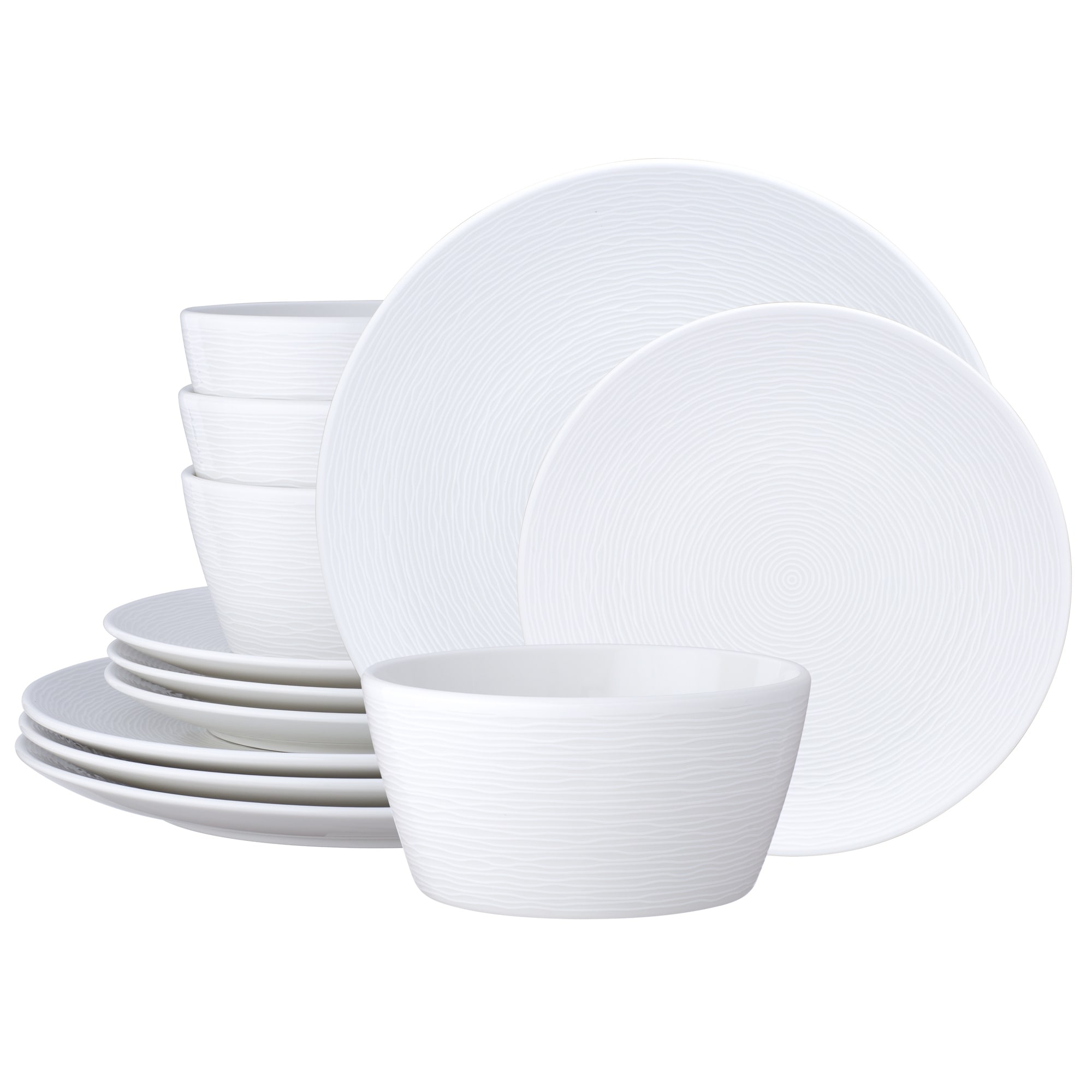 Noritake Colorscapes Swirl 12-Piece Coupe Dinneware Set, Service
