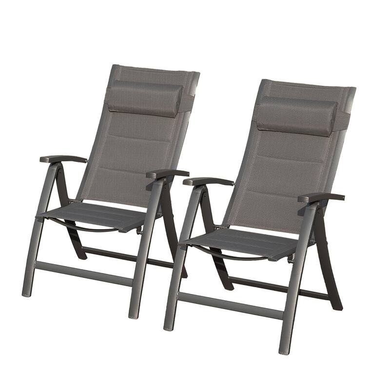 GDFStudio - Nolan Outdoor Folding Chair Duo with Adjustable Recline and Breathable Textilene Seat