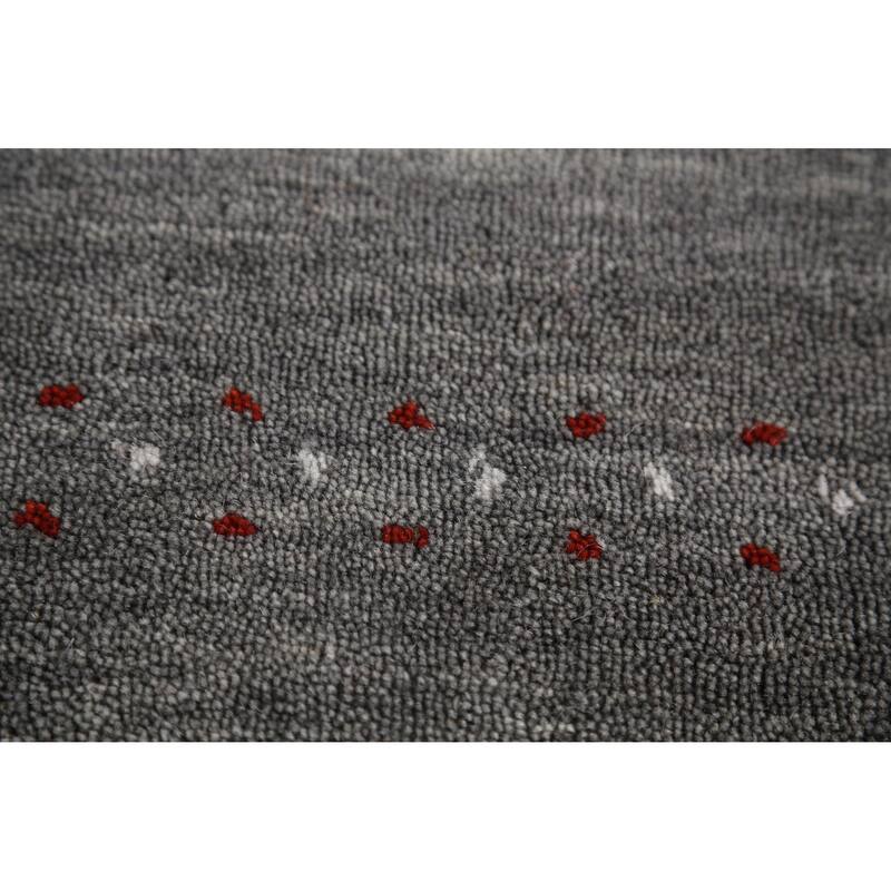 Hand Knotted Oriental 100% Wool Carpet Tribal Animal Pictorial Greys & Charcoal Gabbeh Area Rug - 4' 10'' X 3' 0''