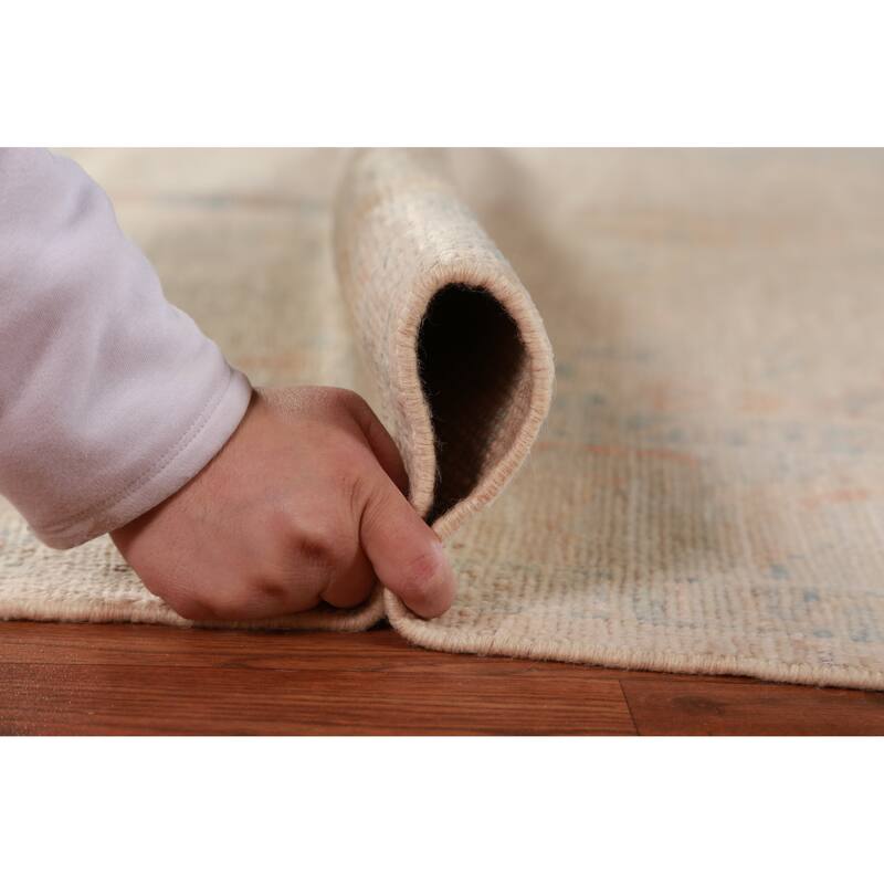 Hand Knotted Oriental 100% Wool Carpet Transitional All-Over Peach Oushak Area Rug - 9' 0'' X 6' 3''