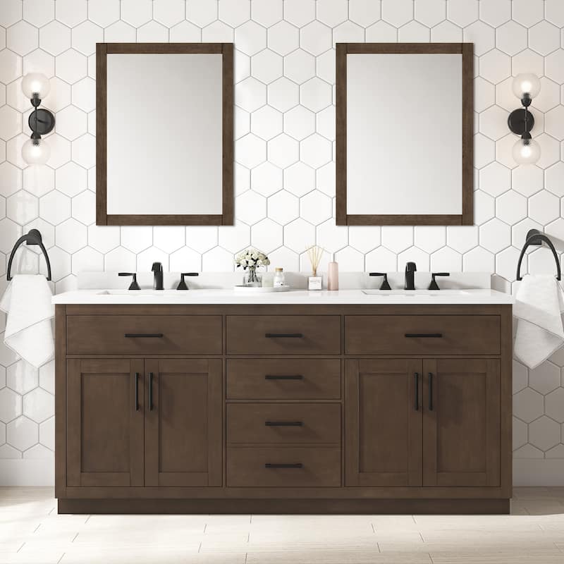 OVE Decors Bailey Bathroom Vanity with Power Bar - 72" - Almond Latte